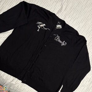 Torrid Black Cardigan with White Embroidery (Woody and Andy on the sleeve) New